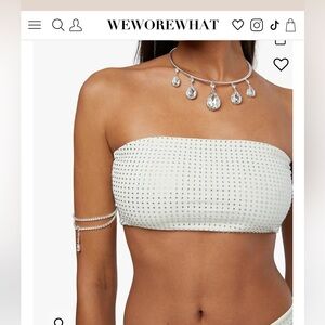 Weworewhat Crystal Bandeau Top | Ecru